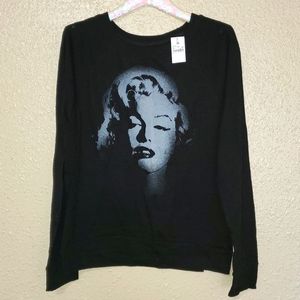 ●SOLD● NWT Women's Marilyn Monroe Long Sleeve Crewneck T-Shirt - Black